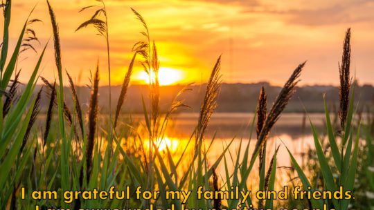 I am grateful for my family and friends. I am surrounded by positive people. ~ Affirmation for Gratitude